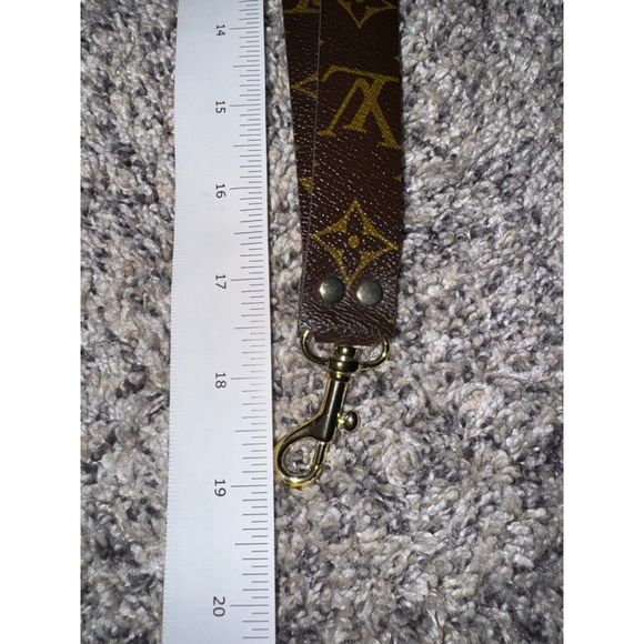 Handmade using authentic canvas brown and  Gold Monogram Lanyard​ - Picture 3 of 9